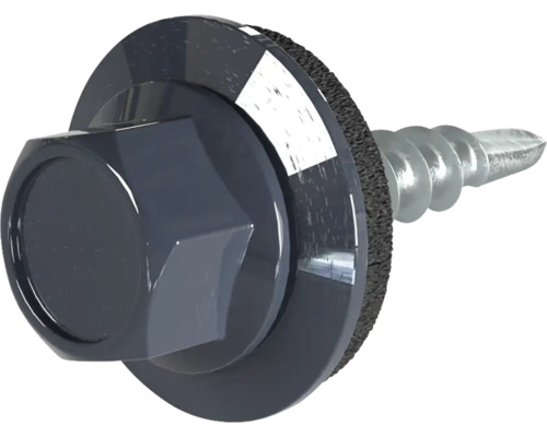 PRECIT Schrauben 4,8 mm x 19 mm anthrazitgrau RAL 7016 Pack = 100 St Blechschraube mit Dichtscheibe und Sechskantkopf
