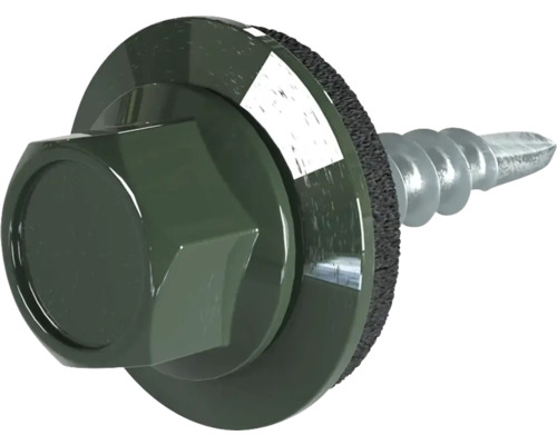 PRECIT Schrauben 4,8 mm x 19 mm nadelgrün RAL 6020 Pack = 100 St Dachbauschraube mit Dichtungsscheibe