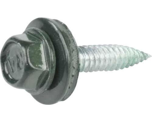PRECIT Schrauben 4,5 mm x 22 mm nadelgrün RAL 6020 Pack = 100 St Dachdeckerschraube mit Dichtscheibe