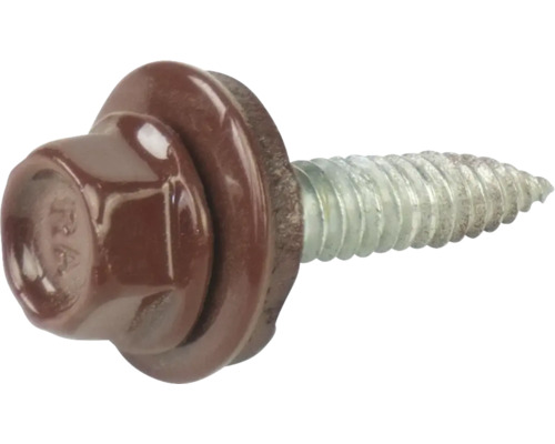 PRECIT Schrauben 4,5 mm x 22 mm rotbraun RAL 8012 Pack = 100 St Dachschraube mit Dichtscheibe