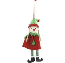 Weihnachtliche Elfen-Hängefigur mit gestreiften Beinen als Dekoration