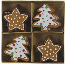 Dekorative Filzanhänger im Lebkuchen-Design als Sterne und Weihnachtsbäume im Set