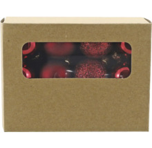 Verpackung mit roten Weihnachtskugeln