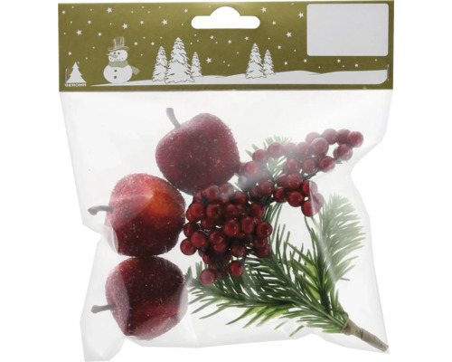 Weihnachtsdeko Äpfel mir Beeren rot 3 Stück