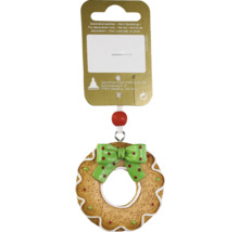 Dekorativer Lebkuchenkranz mit Schleife als Weihnachtsbaumschmuck
