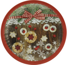 Dekorative runde Platte mit Weihnachtsgebäckmotiven