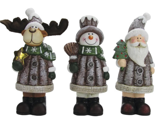 Weihnachtsdeko Figuren Keramik 18 cm grau 3 Stück