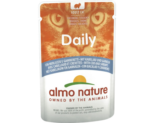 Katzenfutter nass almo nature Daily Menu Kabeljau und Garnelen 70 g