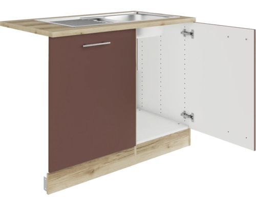 Unterschrank mit Spüle und einer offenen Tür zur Küchenmontage