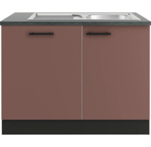 Optifit Spülenschrank inkl Spüle Geschirrspülerblende für vollintegrierte Geschirrspüler Nizza407 BxTxH 110 x 60 x 84,8 cm rostrot matt zerlegt Anschlag reversibel KUNI SAPLTL119+