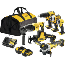 Werkzeugkoffer mit Bohrmaschine, Schrauber, Lampe, Bohrhammer, Säbelsäge, Winkelschleifer, Ladegerät und Akkus