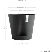 Blumentopf Ecopots Venice Kunststoff Ø 37,7 cm 40,2 x 40,2 x 35,7 cm dunkelgrau