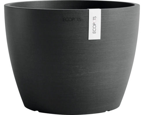 Blumentopf Ecopots Stockholm Kunststoff Ø 21,5 cm 23,3 x 23,3 x 17,7 cm dunkelgrau Grauer Pflanztopf aus Kunststoff mit Ecopots Logo
