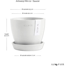 Ecopots Antwerp Mini 11 Pflanztopf mit Untersetzer, Maße