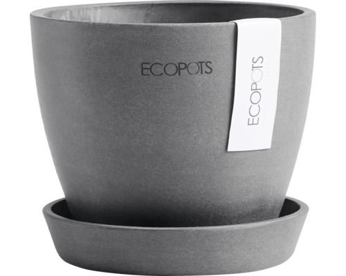 Blumentopf Ecopots Antwerp Mini Kunststoff Ø 10,1 cm 11,5 x 11,5 x 10,1 cm grau Ecopots Blumentopf mit Untersetzer