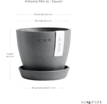 Blumentopf Ecopots Antwerp Mini Kunststoff Ø 10,1 cm 11,5 x 11,5 x 10,1 cm grau