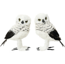 Zwei dekorative weiße Eulenfiguren