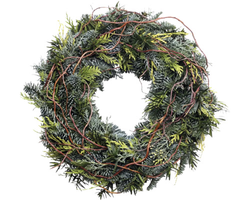 Adventskranz Weide ca. Ø 30 cm Koniferenmixkranz Selection Tellerkranz frisch gebunden, echte Konifere Dekorativer Türkranz aus Tannenzweigen und natürlichen Elementen