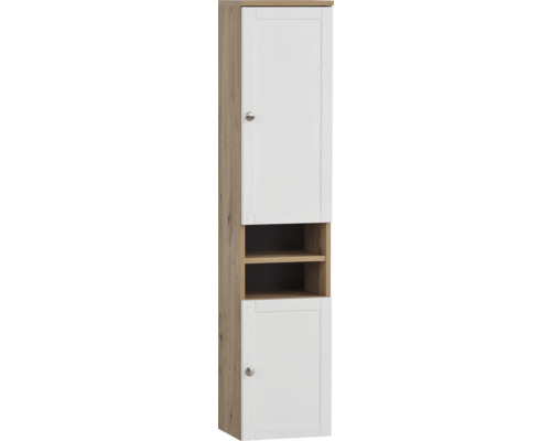 Hochschrank Möbelpartner Jesper BxHxT 30.3x138.3x25.4 cm artisan eiche-mattweiß Hochschrank mit zwei Türen und offenen Fächern