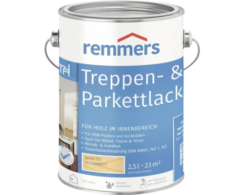 Remmers Treppen- und Parkettlack seidenmatt farblos 2,5 l Remmers Treppen- und Parkettlack farblos seidenmatt, 2,5 Liter Dose