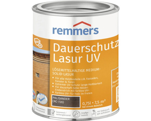 Remmers Dauerschutzlasur UV palisander 750 ml Remmers Dauerschutz Lasur UV, Palisander Farbton, 0,75 Liter Dose, Holzschutzlasur für den Aussenbereich