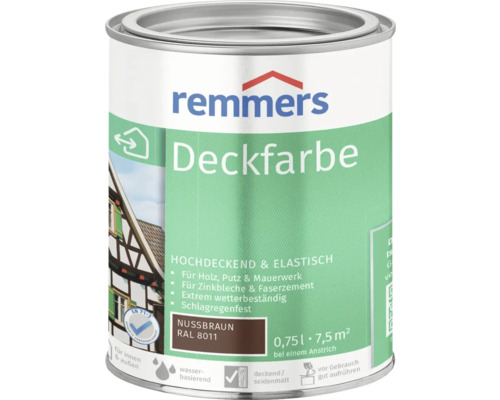 Remmers Deckfarbe Holzfarbe nußbraun 750 ml Remmers Deckfarbe Nussbraun RAL 8011 in Dose