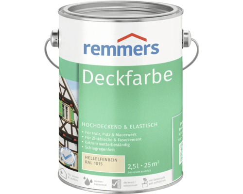 Remmers Deckfarbe Holzfarbe RAL 1015 hellelfenbein 2,5 l Remmers Deckfarbe, 2.5 liter Dose, für Holz, Putz und Mauerwerk
