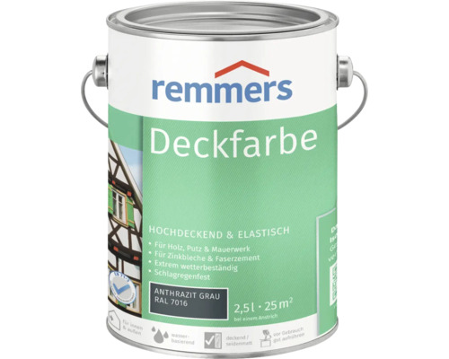 Remmers Deckfarbe Holzfarbe RAL 7016 anthrazitgrau 2,5 l Farbeimer Remmers Deckfarbe Anthrazit Grau RAL 7016 mit 2,5 Liter Inhalt