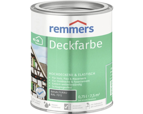 Remmers Deckfarbe Holzfarbe basaltgrau 750 ml Remmers Deckfarbe Basaltgrau RAL 7012 im Farbeimer