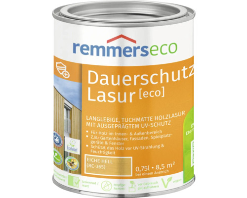Remmers eco Dauerschutzlasur eiche hell 750 ml Remmerseco Dauerschutz Lasur Holzlasur in Dose