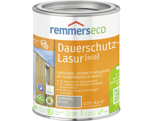 Remmers eco Dauerschutzlasur silbergrau 750 ml Farbeimer mit Holzlasur für den Innen- und Aussenbereich