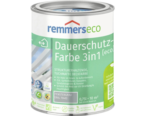 Remmers eco Öl-Farbe Holzfarbe RAL 7040 fenstergrau 750 ml Remmers Eco Dauerschutz Farbe 3in1 Fenstergrau Lackdose 0,75 Liter