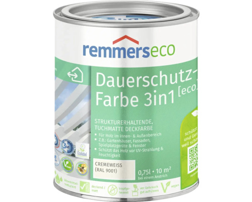 Remmers eco Öl-Farbe Holzfarbe RAL 9001 cremeweiß 750 ml