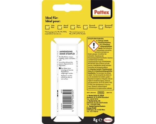 Pattex Kleber geeignet für Holz, Metall, Stein, Keramik und Kunststoff