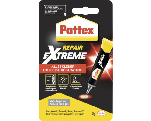 Pattex Repair Extreme Alleskleber, temperaturbeständig, flexibel und wasserresistent in 8 Gramm Verpackung