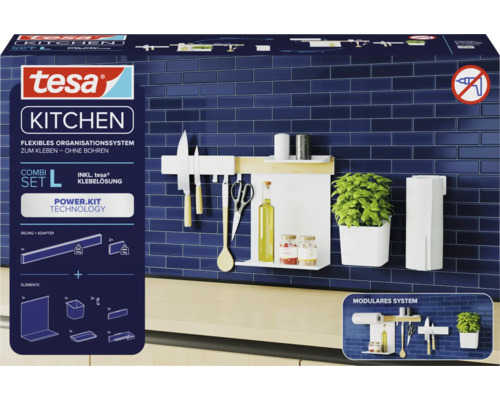 Tesa Küchen Organizer Set zum Kleben ohne Bohren