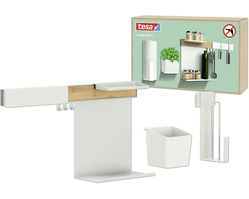 Küchen-Organizer Tesa L weiß 70022-00000-00 Tesa Combi-Set L Küchenorganisationssystem zur Wandmontage