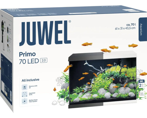 Aquarium JUWEL Primo 70 LED 2.0 inkl. Abdeckung, Bioflow Super Filter, Eccoflow Pumpe, AquaHeat Pro, NovoLux LED ca. 61 x 31 x 43,5 cm, ca. 70 l weiß Juwel Primo 70 LED Aquarium im Karton