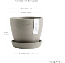 Ecopots Antwerp Mini 11 Pflanztopf mit Untersetzer