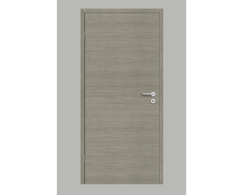 Pertura Zimmertür Yori CPL Masera Hellgrau quer 86x198,5 cm Links Graue Innentür mit Türgriff