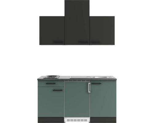Optifit Singleküche mit Geräten Madrid420/Verona405 150 cm anthrazit grün matt zerlegt Variante reversibel