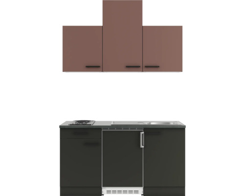 Optifit Singleküche mit Geräten Nizza407/Madrid420 150 cm rostrot anthrazit matt zerlegt Variante reversibel
