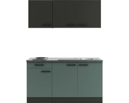 Optifit Singleküche mit Geräten Madrid420/Verona405 150 cm anthrazit grün matt zerlegt Variante reversibel