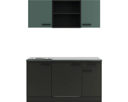 Optifit Singleküche mit Geräten Verona405/Madrid420 150 cm grün anthrazit matt zerlegt Variante reversibel