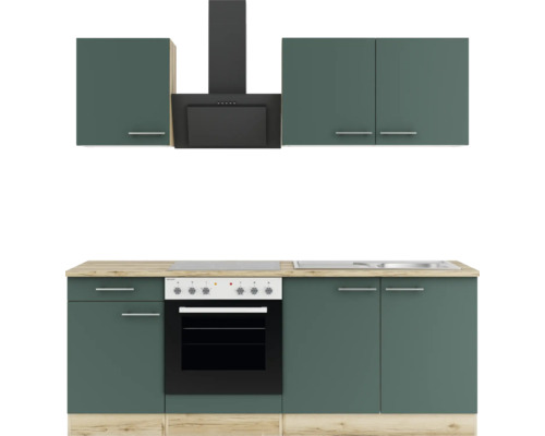 Komplette Küchenzeile mit Hängeschränken und Dunstabzugshaube