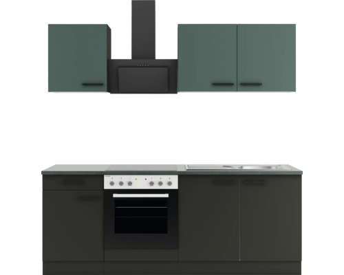 Optifit Küchenzeile Verona405/Madrid420 210 cm grün anthrazit matt zerlegt Variante reversibel