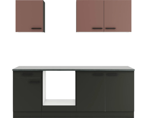 Optifit Küchenzeile Nizza407/Madrid420 210 cm rostrot anthrazit matt zerlegt Variante reversibel