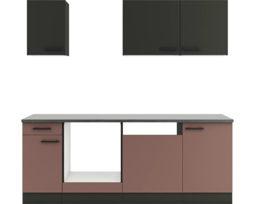 Optifit Küchenzeile Madrid420/Nizza407 210 cm anthrazit rostrot matt zerlegt Variante reversibel