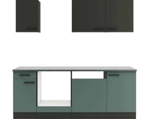 Optifit Küchenzeile Madrid420/Verona405 210 cm anthrazit grün matt zerlegt Variante reversibel