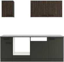Optifit Küchenzeile ohne Geräte Rimini409/Madrid420 210 cm nussbaum anthrazit matt zerlegt Variante reversibel KPRM 2179OE-9+